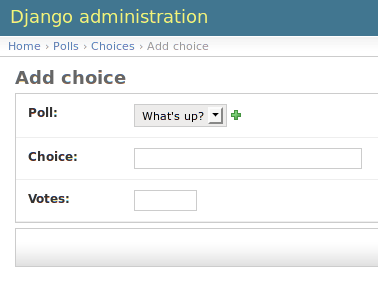 Choice admin page