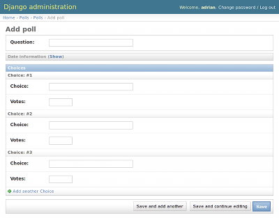 Add poll page now has choices on it